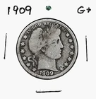 1909 BARBER HALF DOLLAR***G+***