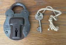 Vintage Squire Padlock With Key 440 Four Brass Levers Made In England