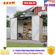 Outdoor Metal Storage Shed Utility Tool Storage w/Lockable Door for Garden Patio