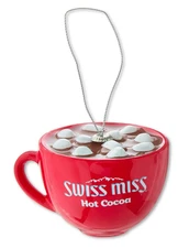 Swiss Miss Hot Cocoa Decoupage Ornament, Red Plastic, 2.5 Inches Wide