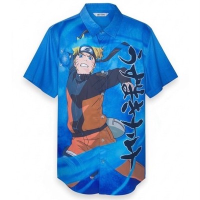 Hot Topic Naruto Shippuden Shirt Mens 2XL Blue AOP Sakura Haruno Sasuke Uchiha
