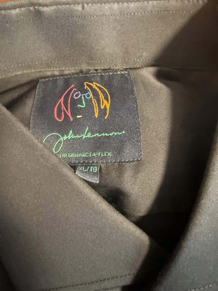 NWOT John Lennon Dress Performance Shirt Mens Sz XL Button Up Black Long Sleeve - Image 4 of 4