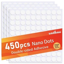 uadbau 450 Pcs Double-Sided Adhesive Dots, 10mm Clear Removable Sticky Tack