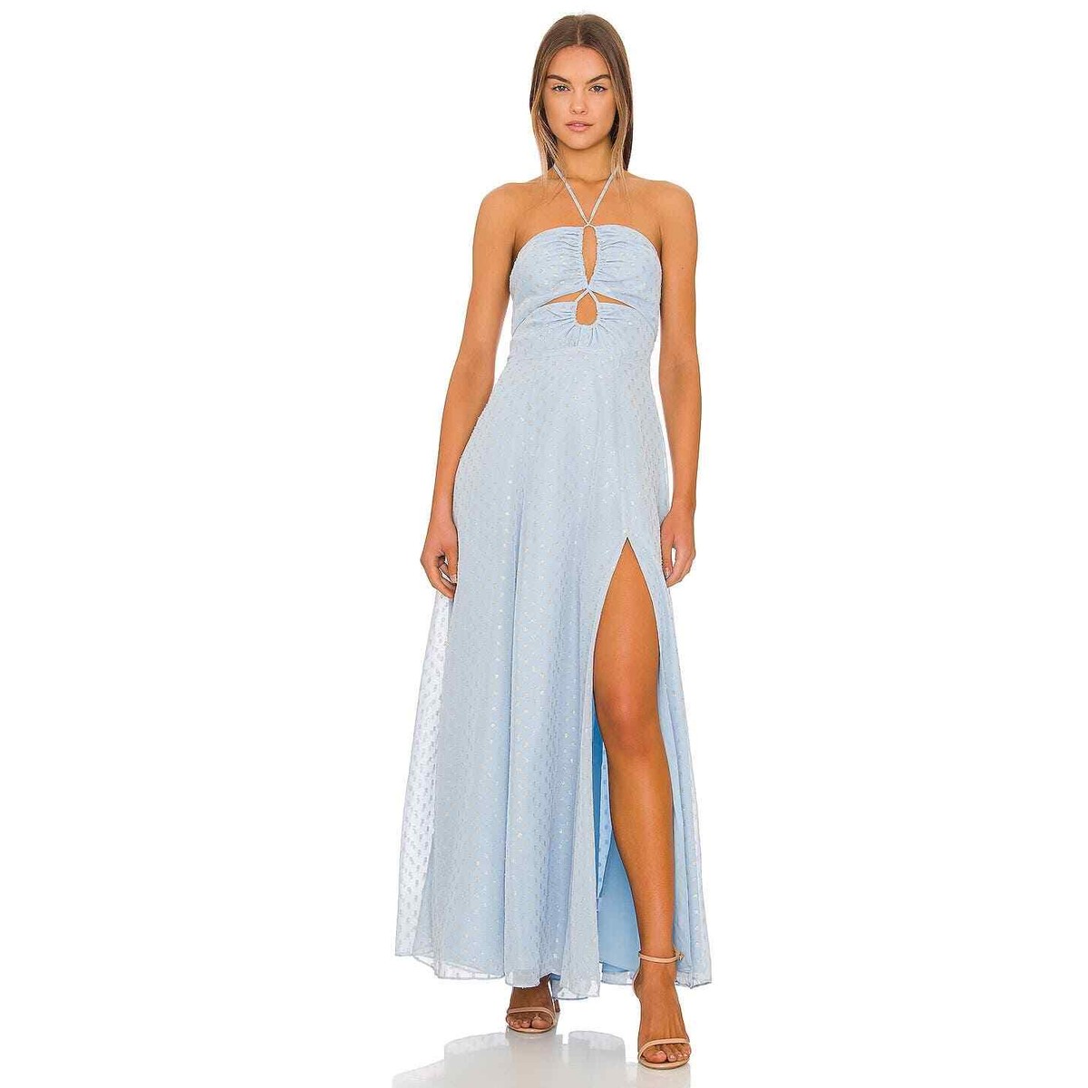 chocolate brown halter neck dress Samaria Halter Maxi Dress