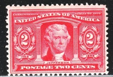 #324 US 2 CENT CARMINE-JEFFERSON-MINT-L/H-FINE-VF