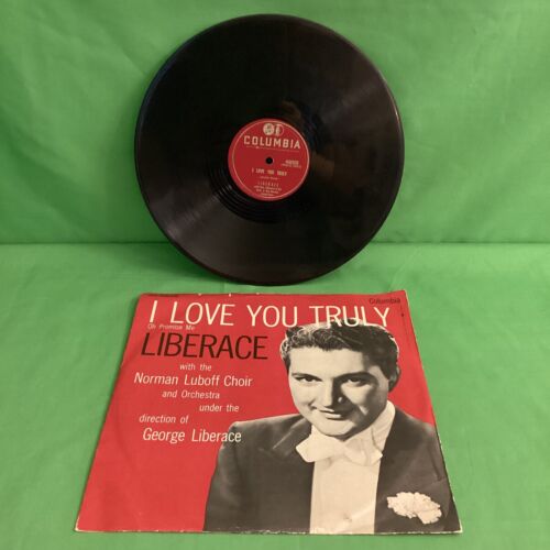 78 rpm LIBERACE, I Love You Truly/ Oh Promise Me, Picture Cover, 10" - Foto 1 di 7