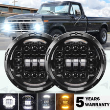 For 1953-1977 Ford F-100 F-250 F-350 Pickup Pair 7 Inch Led Round Headlights