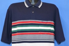 vintage 80s NAVY COLORBLOCK RED STRIPED PENGUIN POCKET GOLF POLO SHIRT LARGE L