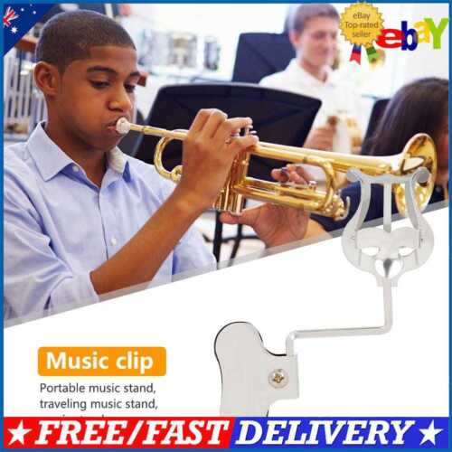 Metal Wind Music Clip Stand Portable Trumpet Clarinet Marching Spectrum Clamp-On - Photo 1/8