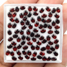 100 Pcs Natural Mozambique Garnet Untreated 4mmx3mm Oval Cut Loose Gemstones Lot