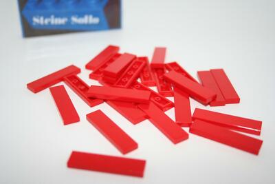 Lego (c) 25x Fliesen rot - 2431 - 1x4 - tile red - Fliese - Platte