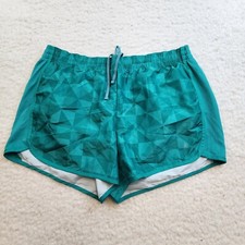 Danskin Now Running Shorts L 12-14 Aqua Pull On Stretch Workout Summer Light