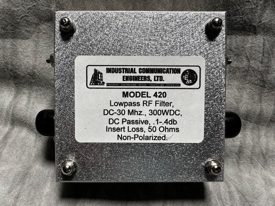 Industrial Communication Engineers, LTD. Model 420 Low Pass RF Filter