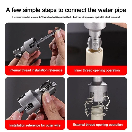 Internal/External Thread Pvc Pipe Threader Kit Waterpipe Tapping Tool - Picture 10 of 21