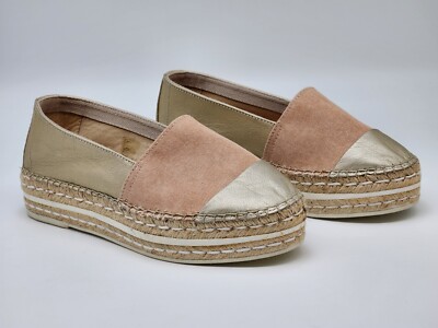 French La Maison espadrilles Pink Metalic Shoes Size 38 US 7.5