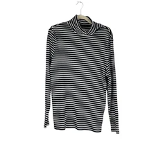 Charter Club Top Black Striped Long Sleeve Turtleneck Stretch Womens size XL NEW