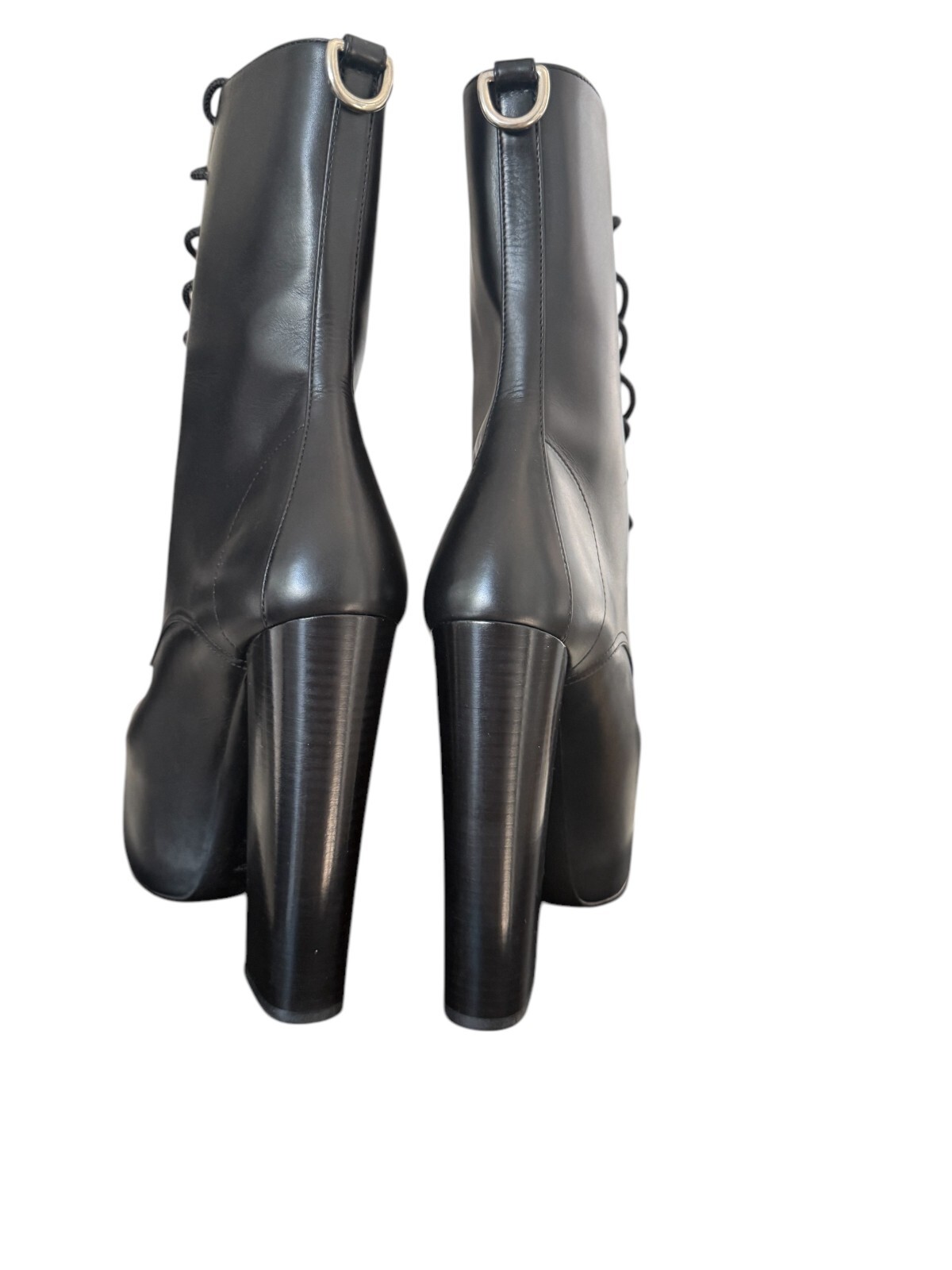 Stivali donna YSL Saint Laurent 690765 Mina 95 neri in pelle con plateau taglia 38 5