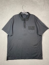 Travis Mathew Polo Shirt Mens XL Black Performance Pocket Short Sleeve Golf