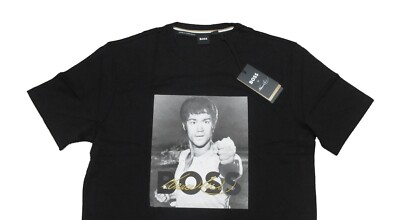 hugoboss シャツ Boss Hugo Boss Men's Black Bruce Lee Graphic Print Crew-Neck Short