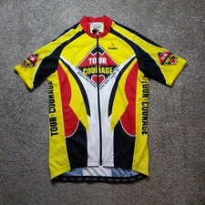 Hincapie Cycling Jersey Shirt Adult Large Yellow Red 2005 Tour of Courage 