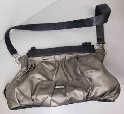 Miche Prima Shell Pewter & Black Silver Pockets Pleated w/ lining (?), handle...