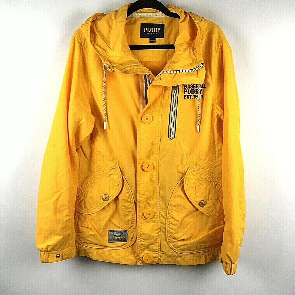 Plory Pride and Glory Men's Windbreaker Jacket Sz 180/100A US L Yellow  Baseball