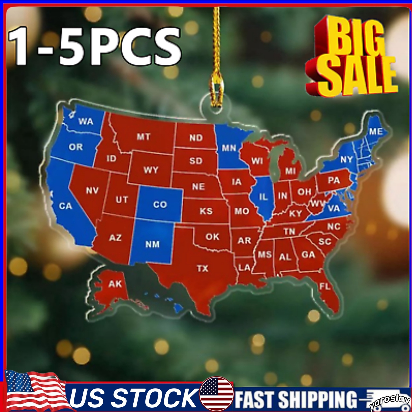 2024 Election Result Map Christmas Ornament - US Election trump won get over it