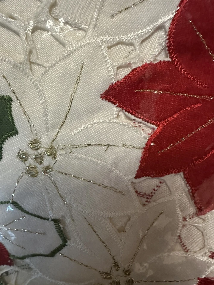 Christmas Spirit Tablecloth 60”x 84” Oblong Holiday Poinsettia NEW - Image 3 of 4