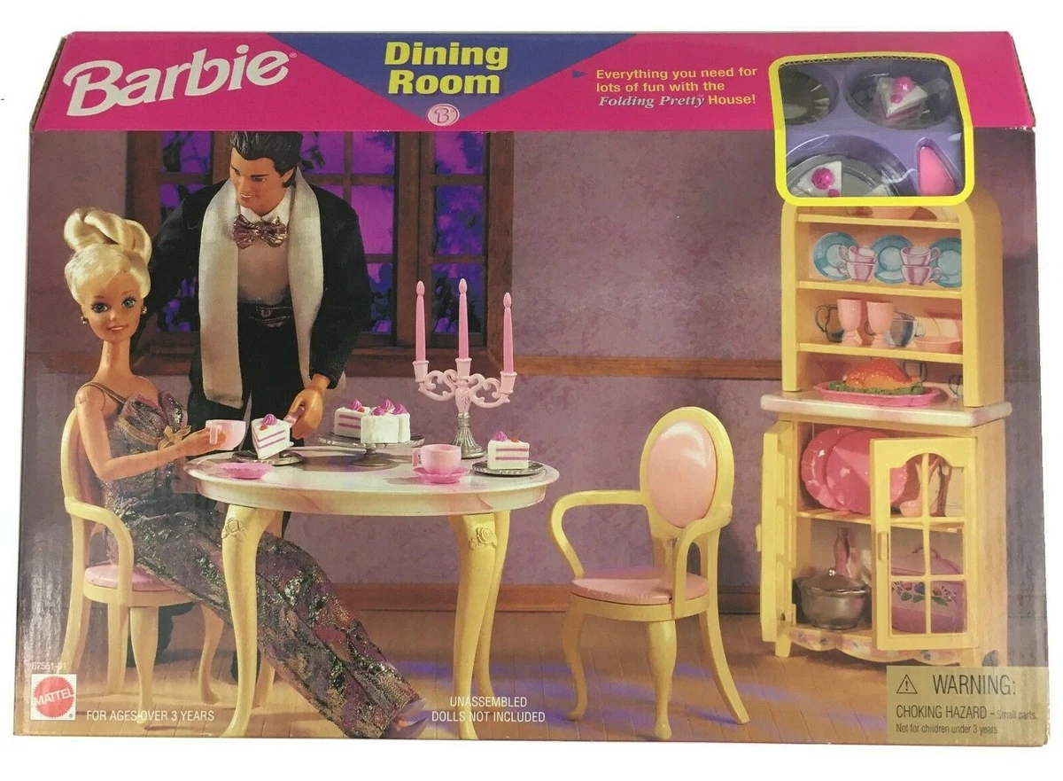 NIB Barbie Dining Room Accessory Furniture Set 1996 VTG My Folding Pretty House