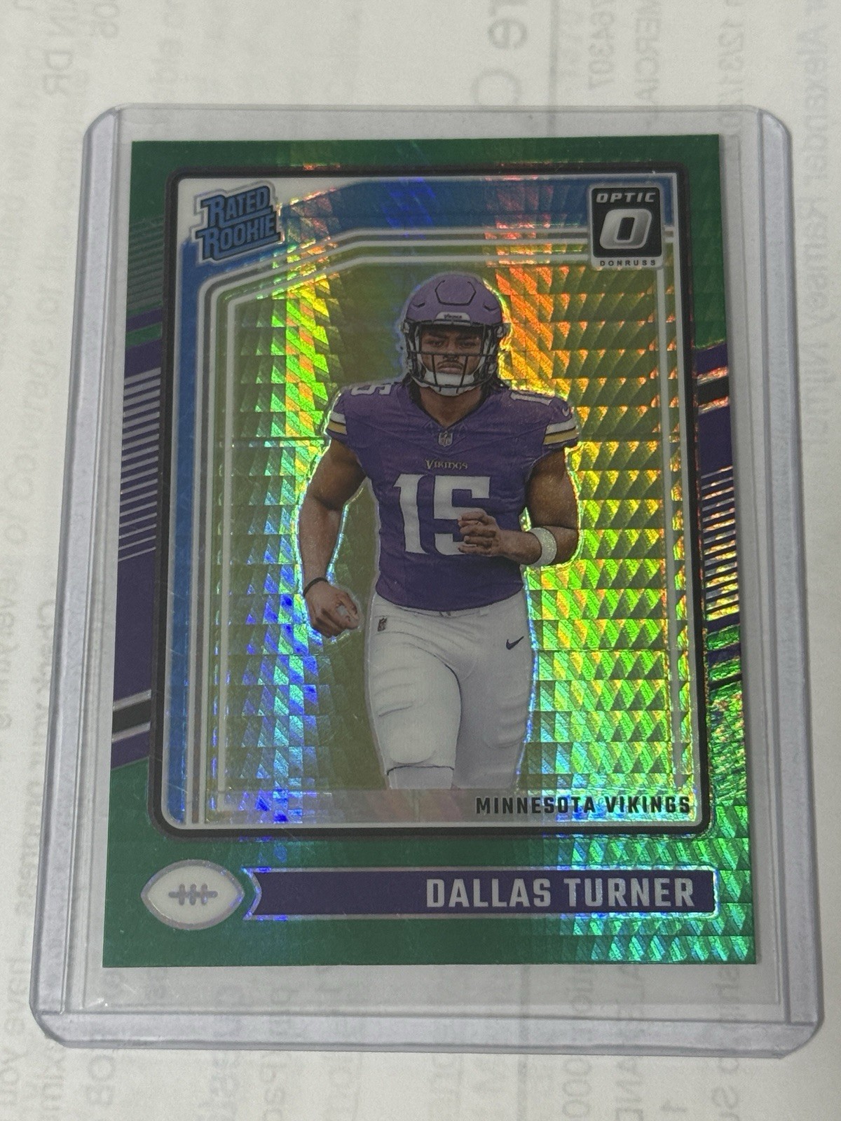 2024 Panini Donruss Optic Rated Rookie Dallas Turner #224 Green Hyper Prizm (RC)