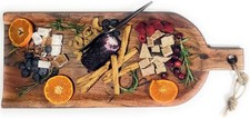 Acacia Charcuterie Board with Drip Edge & Handle - Wood Cheese Board - Decora...