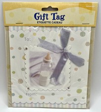 Baby Soft Moments Stripes Bottle Baby Shower Polka Dot Deluxe Gift Tag