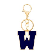 Initial Letter Keychain, Alphabet Letter A-Z Keyring, Blue W 