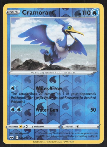 Cramorant Reverse Holo 062/202 HP SWSH01: Sword & Shield Base Set Pokemon Card