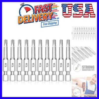 T20 Torx Bits10-Pack 2 Inch, 1/4 Inch Hex Shank S2 Steel Magnetic star 6 Poin...
