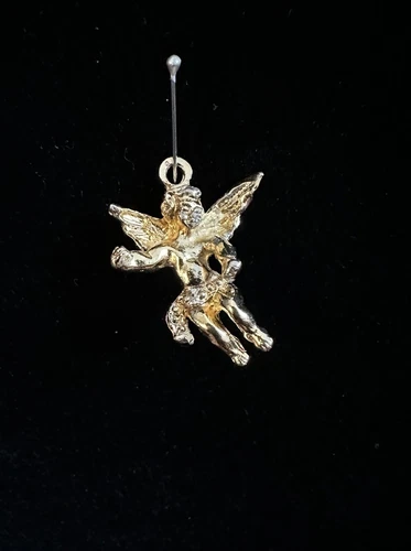 Vintage Estate Gold Tone Cherub Monet Charm Pendant Costume Jewelry
