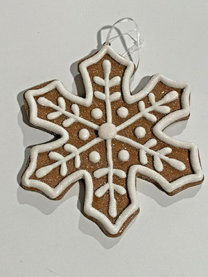 NEW HOLIDAY TIME SPARKLING GINGERBREAD ICED 5'' SNOWFLAKE ORNAMENT FREE SHIP