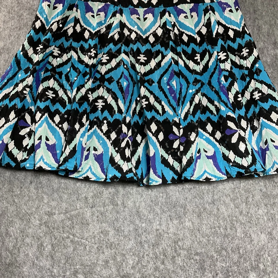 Falda INC International Concepts Mujer Grande Azul Lentejuelas Geométricas Boho Festival Foto 4 de 4
