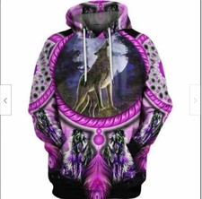 Native American Wolf Violet Hoodie 3D All Over Print Gift