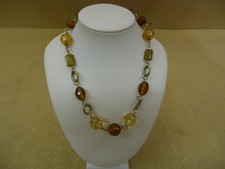 Designer Fashion Necklace 15in L Chain/Link Beads Female Adult Browns/Reds
