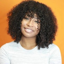 Curly Wig Afro Curly Human Hair Wigs for Women Afro Kinky Curly Wig With Bangs