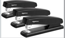 Amazon Basics Desktop Stapler Set, 3 Pack, 25 Sheet Capacity, Black
