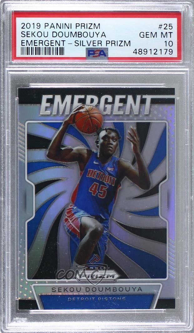 2019-20 Panini Prizm Emergent Silver Sekou Doumbouya #25 PSA 10 GEM MT 0l2