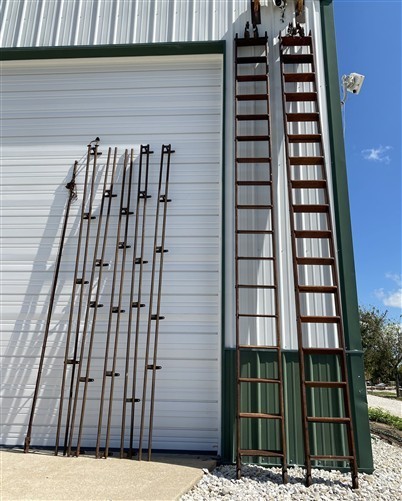 14' Allith Rolling Ladder System Dual Track Vintage Industrial Warehouse Library