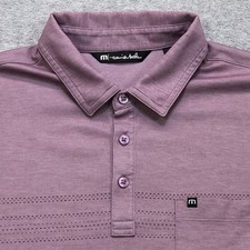 Travis Mathew Polo Shirt Men Large Purple Golf Performance LIghtweight Logo