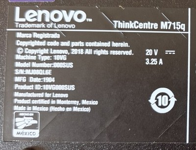 Lenovo ThinkCentre M715Q (500GB, AMD Ryzen 5 2400GE, 3.2 GHz, 8GB) Desktop PC