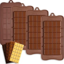 HKNMTT Chocolate Bar Molds Silicone Classic 4 Pack, Snap Candy Bars Making... 