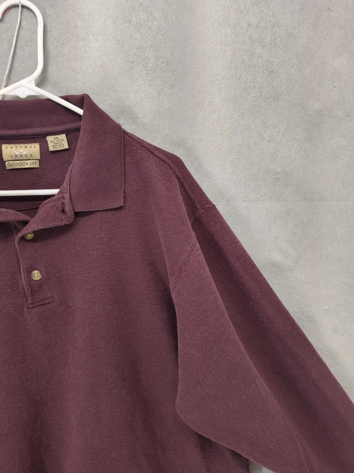 Suéter Natural Issue Hombres 2XL Borgoña Manga Larga Vida Exterior 1/4 Botón Informal Foto 3 de 4