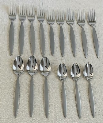 15 Pieces Reed & Barton CAFE MATTE Stainless Forks & Spoons