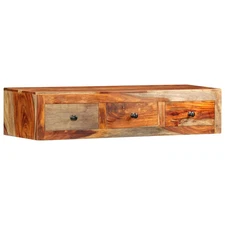 Wall Console Table Brown Solid Acacia wood Compact